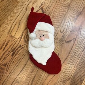 Dan Dee Collector's Choice Santa Christmas Stocking Hooked Rug 19" Vintage Red